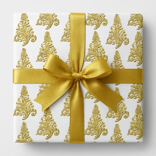 Elegant Large Gold Filigree Christmas Tree Geschenkpapier