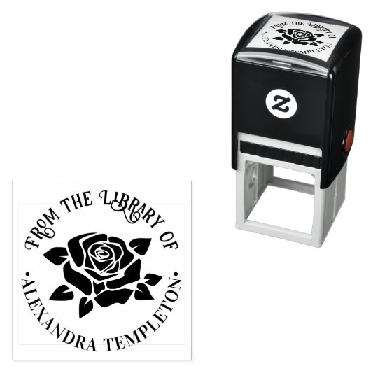 Elegant Large Rose Bloom #3 Library Book Name Permastempel (Beispiel)