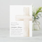 Elegant Large White Cross Baptism Invitation Einladung (Stehend Vorderseite)