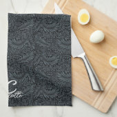 Elegant Larkspur von William Morris, Monogram Dark Geschirrtuch (Viertel Falte)