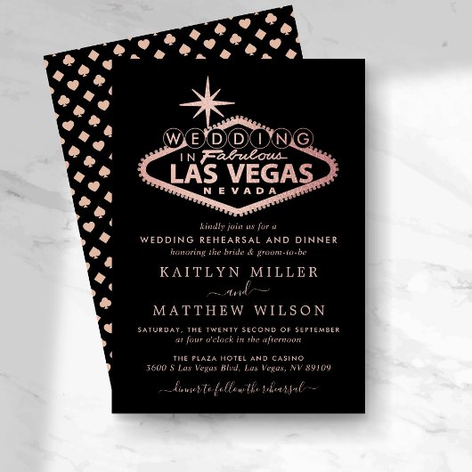 Elegant Las Vegas Destination Wedding Rehearsal Einladung