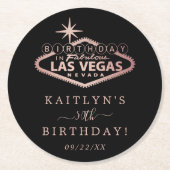 Elegant Las Vegas Geburtstagsparty Runder Pappuntersetzer (Vorderseite)