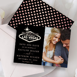 Elegant Las Vegas Wedding Foto Save the Date Real Folieneinladung
