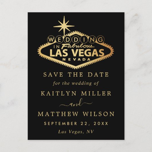Elegant Las Vegas Wedding speichern das Datum Ankündigungspostkarte (Vorderseite)