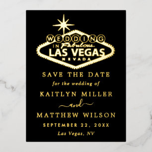 Elegant Las Vegas Wedding speichern das Datum Real Folie Einladungspostkarte