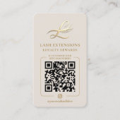 Elegant Lash Extensions Loyalty Rewards Sand 9 Visitenkarte (Vorderseite)