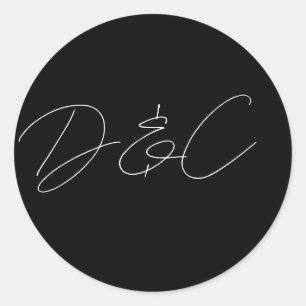 Elegant lässige Handschrift-Hochzeit Runder Aufkleber