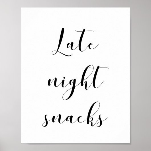 Elegant Late night Snacks Hochzeitszeichen Poster (Vorne)