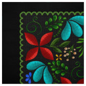 Elegant Latin Folk Floral | Schwarz Stoff (Muster)