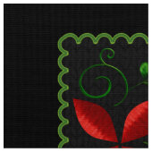 Elegant Latin Folk Floral | Schwarz Stoff (Nahaufnahme)