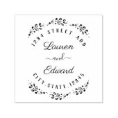 Elegant Laurel Couple Names Wedding Rücksendeadres Permastempel (Design)