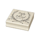 Elegant Laurel Couple Names Wedding Save the Date Gummistempel (Stempel)
