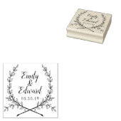 Elegant Laurel Couple Names Wedding Save the Date Gummistempel (Stempel)