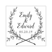Elegant Laurel Couple Names Wedding Save the Date Gummistempel (Prägung)