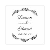 Elegant Laurel Couple Names Wedding Save the Date Gummistempel (Prägung)