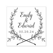 Elegant Laurel Couple Names Wedding Save the Date Permastempel (Design)
