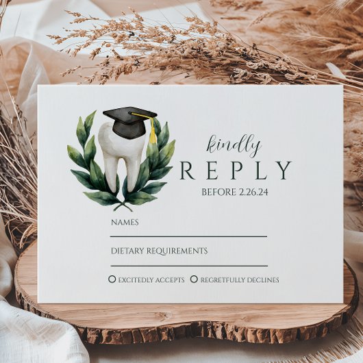 Elegant Laurel Dental Graduation RSVP Karte