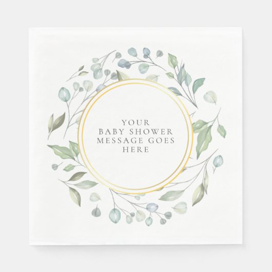 Elegant Laurel Garland Baby Shower Message Serviette (Vorderseite)