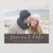 Elegant Laurel Leaf Foto Rette unser Datum Ankündigungspostkarte (Vorderseite)