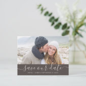 Elegant Laurel Leaf Foto Rette unser Datum Ankündigungspostkarte (Stehend Vorderseite)