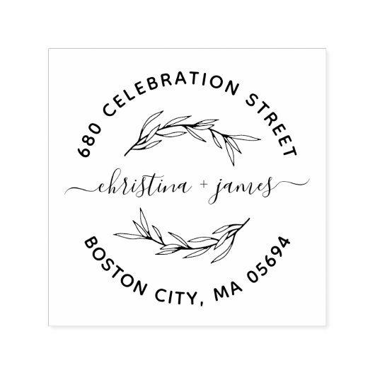 Elegant Laurel Leaf Rücksendeadresse Permastempel (Design)