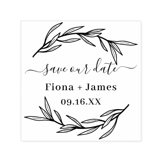 Elegant Laurel Leaf Save the Date Permastempel (Design)