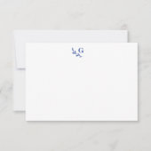Elegant Laurel Monogram Blue Chic Flat Mitteilungskarte (Vorderseite)