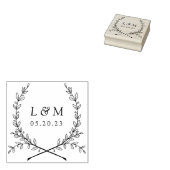 Elegant Laurel Monogram Wedding Save the Date Gummistempel (Stempel)