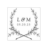 Elegant Laurel Monogram Wedding Save the Date Gummistempel (Prägung)