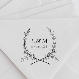 Elegant Laurel Monogram Wedding Save the Date Gummistempel