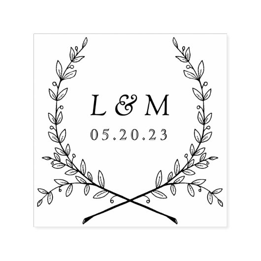 Elegant Laurel Monogram Wedding Save the Date Permastempel (Design)