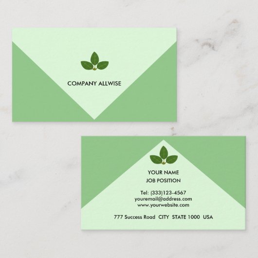 Elegant Laurel Verlasse auf Light Green Visitenkarte (Vorne/Hinten)