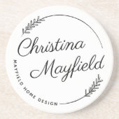 Elegant Laurel Verlasse Personalisiert Name Busine Getränkeuntersetzer (Vorne)