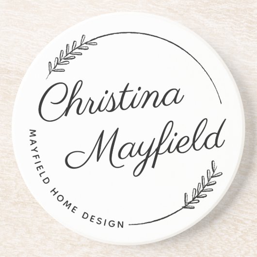 Elegant Laurel Verlasse Personalisiert Name Busine Getränkeuntersetzer (Vorne)