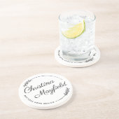 Elegant Laurel Verlasse Personalisiert Name Busine Getränkeuntersetzer (Seite)