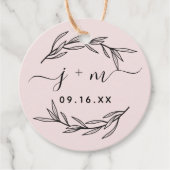 Elegant Laurel Verlasse Skriptinitialen Hochzeit Geschenkanhänger (Vorderseite)