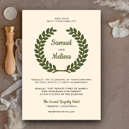 Elegant Laurel Verlasse Wreath Wedding Einladung