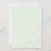 Elegant Laurel Wreath | Green Damask Einladung (Rückseite)
