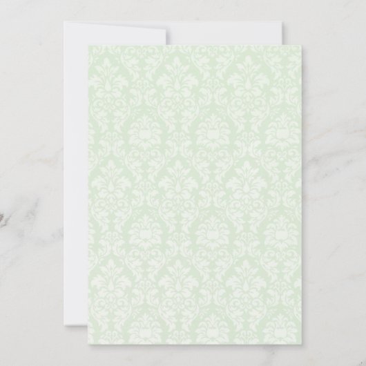 Elegant Laurel Wreath | Green Damask Foto Save The Date (Rückseite)