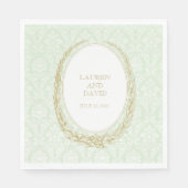 Elegant Laurel Wreath | Green Damask Serviette (Vorderseite)