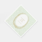 Elegant Laurel Wreath | Green Damask Serviette (Ecke)