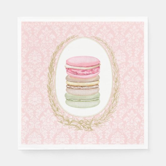 Elegant Laurel Wreath mit Pastel Macarons Serviette (Vorderseite)