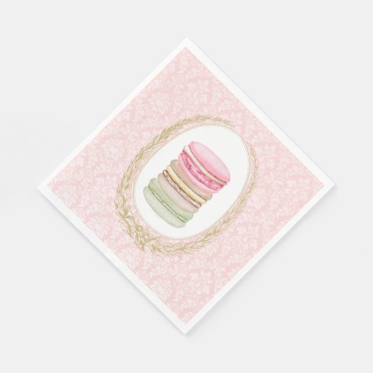 Elegant Laurel Wreath mit Pastel Macarons Serviette (Ecke)
