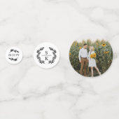 Elegant Laurel Wreath Monogram Fotos Wedding Konfetti (Rückseiten)