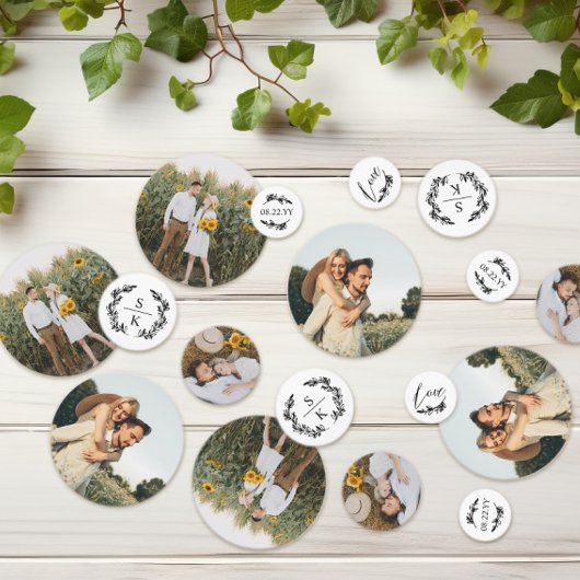 Elegant Laurel Wreath Monogram Fotos Wedding Konfetti