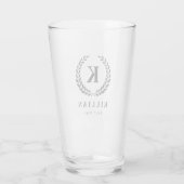 Elegant Laurel Wreath Monogram Trauzeuge Glas (Rückseite)