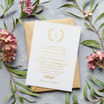 Elegant Laurel Wreath Monogram Typografy Wedding Folieneinladung<br><div class="desc">Elegante Hochzeitseinladung in einer Goldfolie und weißer Typografie-Design mit einem Lorbeerkranz-Monogramm und schönen Schriftart. Typografie Hochzeitseinladung mit einem grünen Monogramm und schönen Schriftart. Mit Monogramm Goldfolie-Hochzeitseinladung mit stilvollem Typografie-Design und Grün.</div>