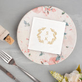Elegant Laurel Wreath Monogram Wedding Servietten Mit Folie