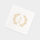 Elegant Laurel Wreath Monogram Wedding Servietten Mit Folie (Links)
