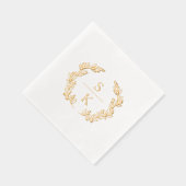 Elegant Laurel Wreath Monogram Wedding Servietten Mit Folie (Rechts)